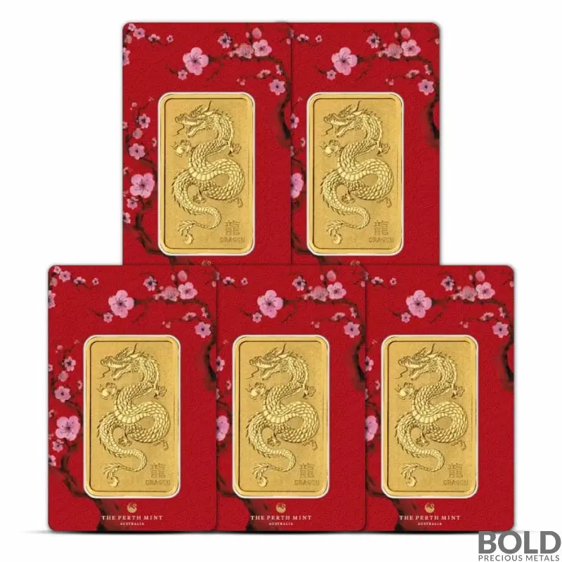 1-oz-perth-mint-lunar-dragon-gold-bar-lot-of-5